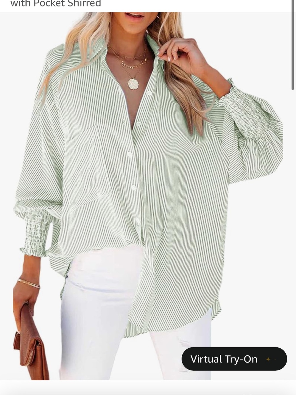 Women’s Mint Green Striped Button-Up Shirt